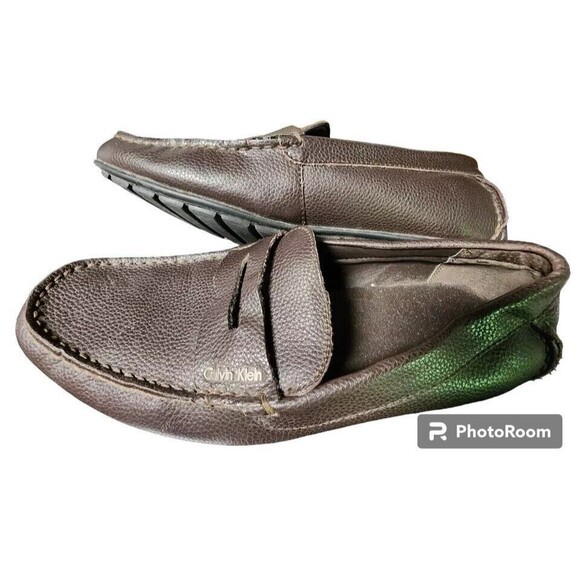 Calvin Klein Leather Driving Shoes Brown Size 10 EU 43 Ivan Penny Driver